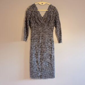 Vintage Cache Sequin Lace Dress | Dusky Purple/Pewter Gray | SZ 0